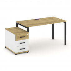 Concept Стол письменный с 1 опорной тумбой CN.SP-303 B Дуб Винченцо/Белый Бриллиант/Металл Черный 13