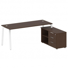 Metal System Рабочая станция с тумбой на А-образном м/к БА.РС-СТС-2.5 (R) Венге Цаво/Металл Белый 19