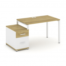 Concept Стол письменный с 1 опорной тумбой CN.SP-306 W Дуб Винченцо/Белый Бриллиант/Металл Белый 118