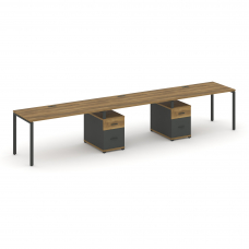 Concept Рабочая станция 3 места с 2 опорными тумбами CN.ORS-340 A Сандал Янтарный/Антрацит/Металл Ан