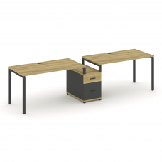 Concept Рабочая станция 2 места с 1 опорной тумбой CN.ORS-307 A Дуб Винченцо/Антрацит/Металл Антраци