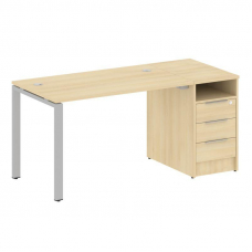 Metal System Рабочая станция с тумбой на П-образном м/к БП.РС-СТП-1.2 Акация Лорка/Металл Серый 1612