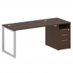 Metal System Рабочая станция с тумбой на О-образном м/к БО.РС-СТП-1.3 Венге Цаво/Металл Серый 1812*7