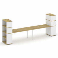 Concept Рабочая станция с опорными стеллажами с надставкой выс. CN.ORS-216 Дуб Винченцо/Белый Брилли