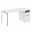 Metal System Quattro Рабочая станция с тумбой на П-образном м/к 40БП.РС-СТП-1.2 Белый/Металл Серый 1