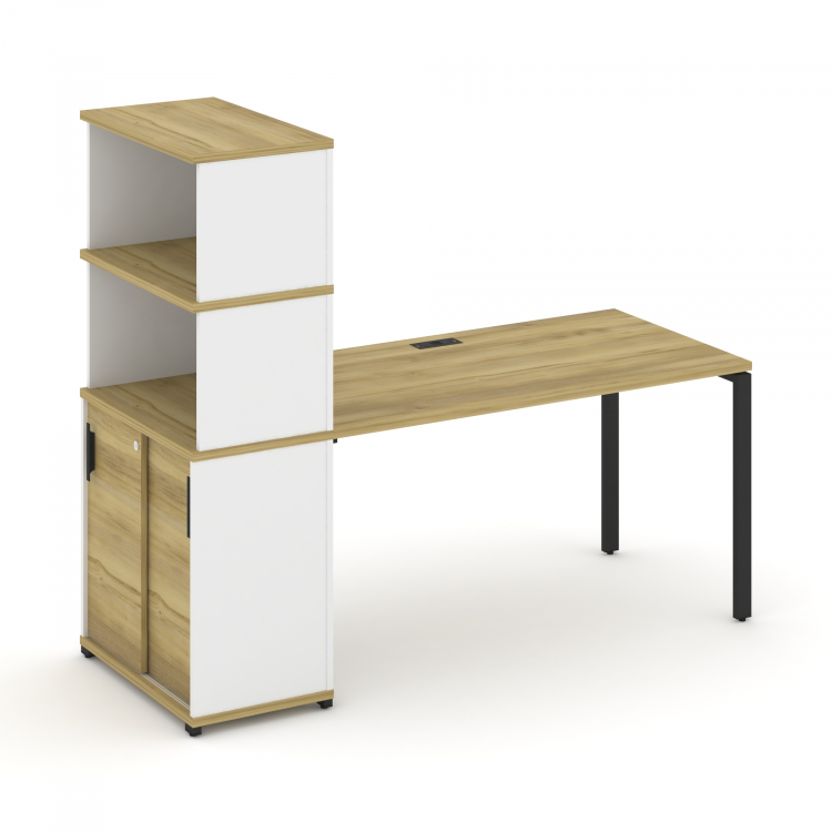 Concept Стол рабочий с опорным шкафом-купе с надставкой выс. CN.SP-243 B Дуб Винченцо/Белый Бриллиан