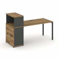 Concept Стол рабочий с опорным распаш. шкафом с надставкой низ. CN.SP-225 A Сандал Янтарный/Антрацит