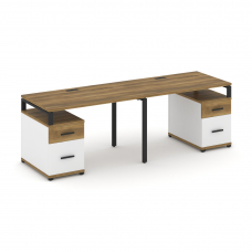 Concept Рабочая станция 2 места с 2 опорными тумбами CN.ORS-322 B Сандал Янтарный/Белый Бриллиант/Ме