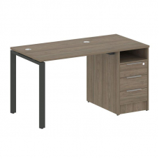 Metal System Рабочая станция с тумбой на П-образном м/к БП.РС-СТП-1.1 Вяз Благородный/Металл Антраци