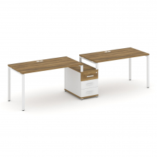 Concept Рабочая станция 2 места с 1 опорной тумбой CN.ORS-303 W Сандал Янтарный/Белый Бриллиант/Мета
