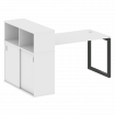 Metal System Quattro Стол письменный с шкафом-купе на О-образном м/к 50БО.РС-СШК-3.3 Т Белый/Металл