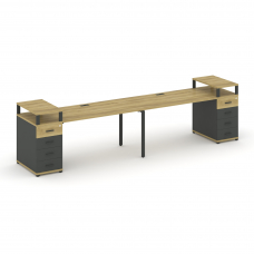 Concept Рабочая станция 2 места с 2 опорными тумбами CN.ORS-426 A Дуб Винченцо/Антрацит/Металл Антра