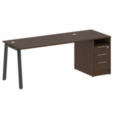 Metal System Рабочая станция с тумбой на А-образном м/к БА.РС-СТП-1.4 Венге Цаво/Металл Антрацит 201