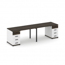 Concept Рабочая станция 2 места с 2 опорными тумбами CN.ORS-409 B Дуб Мали/Белый Бриллиант/Металл Че
