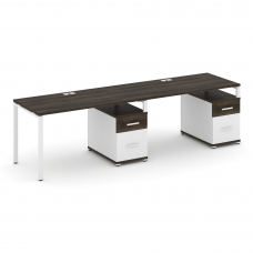 Concept Рабочая станция 2 места с 2 опорными тумбами CN.ORS-315 W Дуб Мали/Белый Бриллиант/Металл Бе