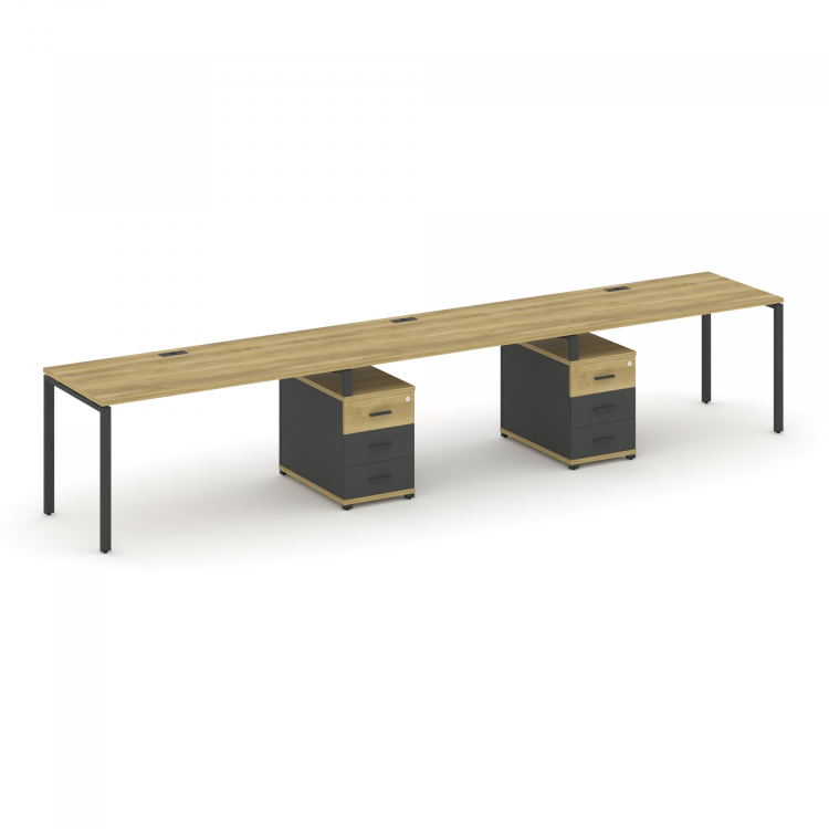 Concept Рабочая станция 3 места с 2 опорными тумбами CN.ORS-333 A Дуб Винченцо/Антрацит/Металл Антра
