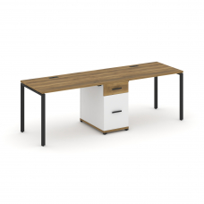 Concept Рабочая станция 2 места с 1 опорной тумбой CN.ORS-405 B Сандал Янтарный/Белый Бриллиант/Мета