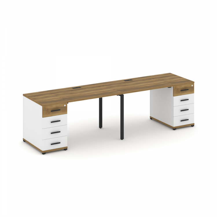 Concept Рабочая станция 2 места с 2 опорными тумбами CN.ORS-409 B Сандал Янтарный/Белый Бриллиант/Ме