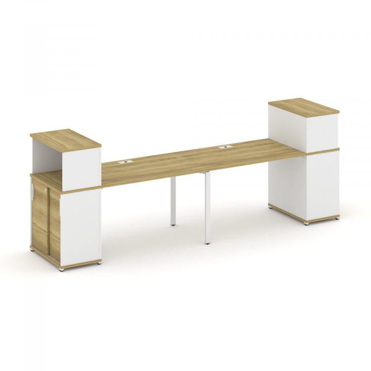 Concept Рабочая станция с опорными шкафом-купе с надставкой низ. CN.ORS-238 W Дуб Винченцо/Белый Бри