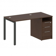 Metal System Рабочая станция с тумбой на П-образном м/к БП.РС-СТП-1.1 Венге Цаво/Металл Антрацит 141