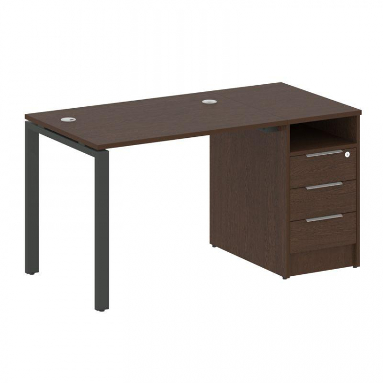 Metal System Рабочая станция с тумбой на П-образном м/к БП.РС-СТП-1.1 Венге Цаво/Металл Антрацит 141
