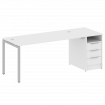 Metal System Quattro Рабочая станция с тумбой на П-образном м/к 40БП.РС-СТП-1.4 Белый/Металл Серый 2