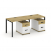 Concept Рабочая станция 2 места с 2 опорными тумбами CN.ORS-313 B Дуб Винченцо/Белый Бриллиант/Метал