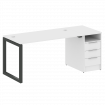 Metal System Quattro Рабочая станция с тумбой на О-образном м/к 50БО.РС-СТП-1.3 Белый/Металл Антраци
