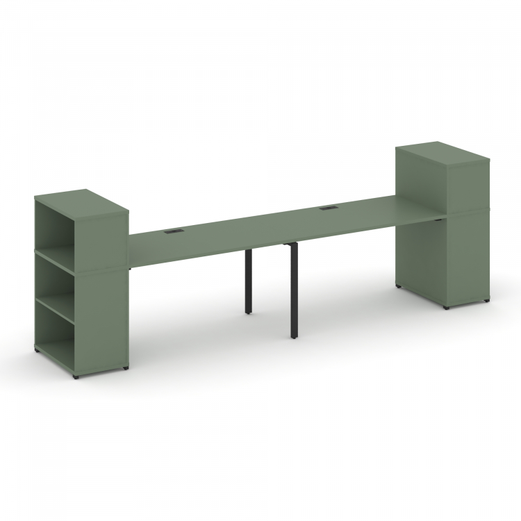 Concept Рабочая станция с опорными стеллажами с надставкой низ. CN.ORS-211 Кобо/Металл Черный 3600*7