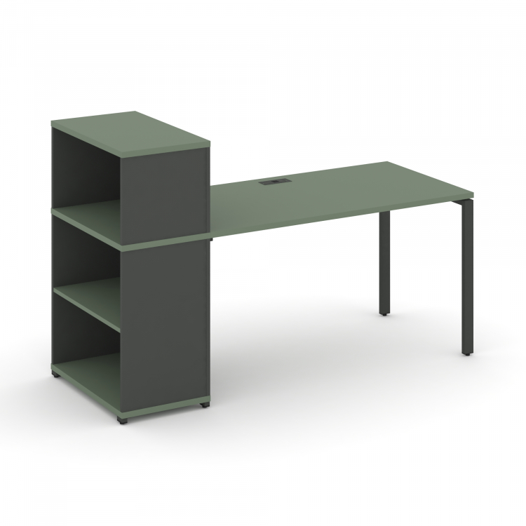 Concept Стол рабочий с опорным стеллажом с надставкой низ. CN.SP-209 Кобо/Антрацит/Металл Антрацит 1