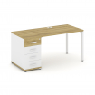 Concept Стол рабочий с 1 опорной тумбой CN.SP-402 W Дуб Винченцо/Белый Бриллиант/Металл Белый 1600*7