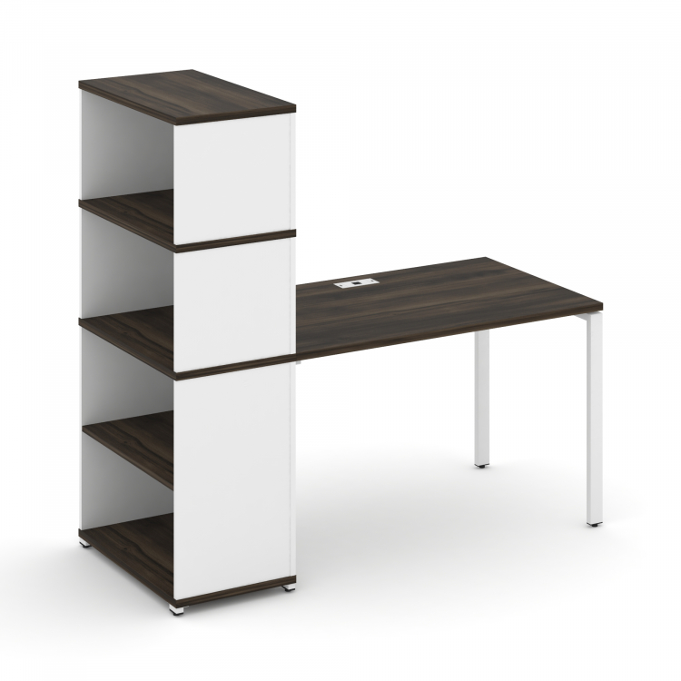 Concept Стол рабочий с опорным стеллажом с надставкой выс. CN.SP-214 Дуб Мали/Белый Бриллиант/Металл