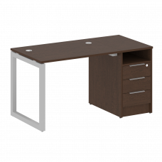 Metal System Quattro Рабочая станция с тумбой на О-образном м/к 50БО.РС-СТП-1.1 Венге Цаво/Металл Се