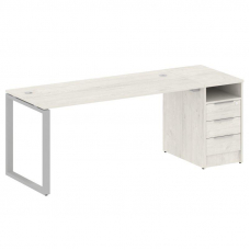 Metal System Рабочая станция с тумбой на О-образном м/к БО.РС-СТП-1.4 Дуб Наварра/Металл Серый 2012*