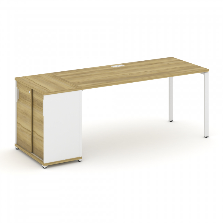 Concept Стол рабочий с опорным шкафом-купе CN.SP-236 W Дуб Винченцо/Белый Бриллиант/Металл Белый 200