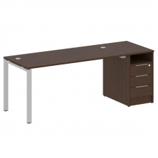 Metal System Рабочая станция с тумбой на П-образном м/к БП.РС-СТП-1.4 Венге Цаво/Металл Серый 2012*7