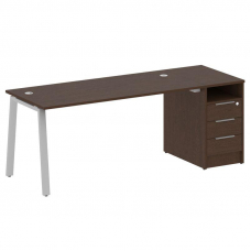 Metal System Рабочая станция с тумбой на А-образном м/к БА.РС-СТП-1.4 Венге Цаво/Металл Серый 2012*7