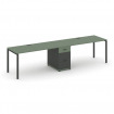 Concept Рабочая станция 2 места с 1 опорной тумбой CN.ORS-405 A Кобо/Антрацит/Металл Антрацит 2380*7