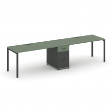 Concept Рабочая станция 2 места с 1 опорной тумбой CN.ORS-405 A Кобо/Антрацит/Металл Антрацит 2380*7