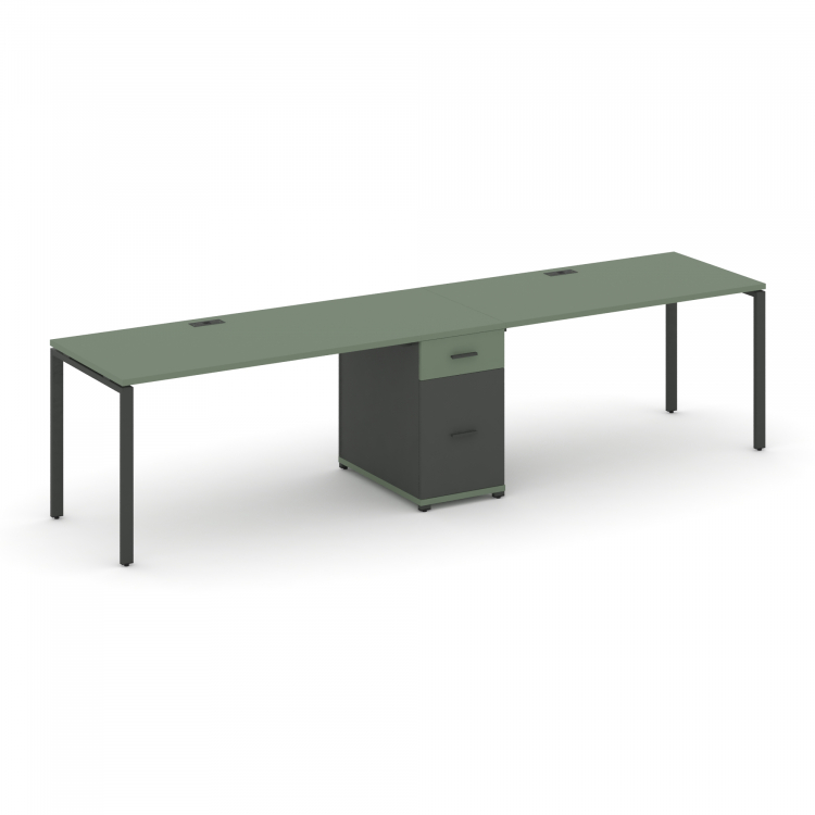 Concept Рабочая станция 2 места с 1 опорной тумбой CN.ORS-405 A Кобо/Антрацит/Металл Антрацит 2380*7