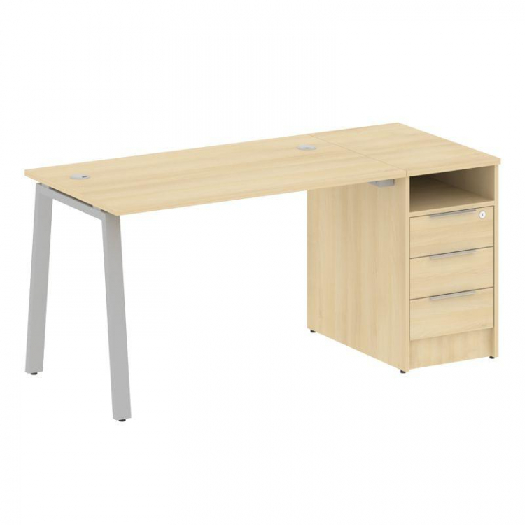 Metal System Рабочая станция с тумбой на А-образном м/к БА.РС-СТП-1.2 Акация Лорка/Металл Серый 1612