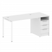 Metal System Quattro Рабочая станция с тумбой на П-образном м/к 40БП.РС-СТП-1.2 Белый/Металл Белый 1