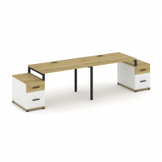 Concept Рабочая станция 2 места с 2 опорными тумбами CN.ORS-322 B Дуб Винченцо/Белый Бриллиант/Метал