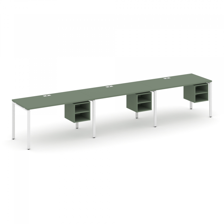 Concept Рабочая станция односторонняя с подвес. тумбами 3 места CN.ORS-125 Кобо/Металл Белый 2940*72