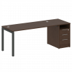 Metal System Quattro Рабочая станция с тумбой на П-образном м/к 50БП.РС-СТП-1.4 Венге Цаво/Металл Ан