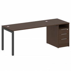 Metal System Quattro Рабочая станция с тумбой на П-образном м/к 50БП.РС-СТП-1.4 Венге Цаво/Металл Ан