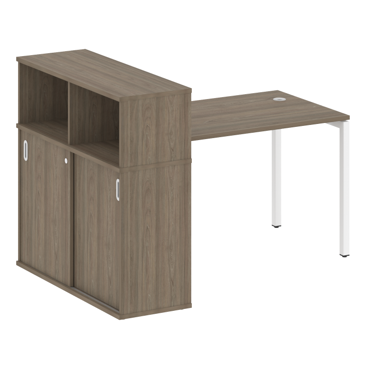 Metal System Quattro Стол письменный с шкафом-купе на П-образном м/к 40БП.РС-СШК-3.2 Т Вяз Благородн