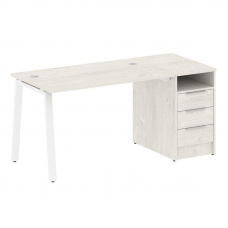 Metal System Рабочая станция с тумбой на А-образном м/к БА.РС-СТП-1.2 Дуб Наварра/Металл Белый 1612*