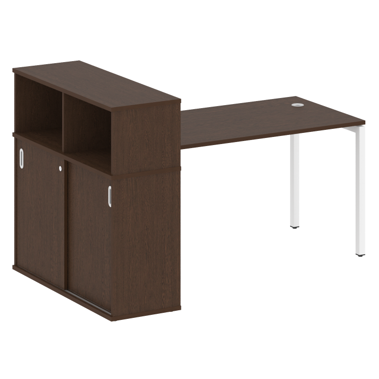 Metal System Quattro Стол письменный с шкафом-купе на П-образном м/к 40БП.РС-СШК-3.3 Т Венге Цаво/Ме