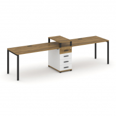 Concept Рабочая станция 2 места с 1 опорной тумбой CN.ORS-419 B Сандал Янтарный/Белый Бриллиант/Мета